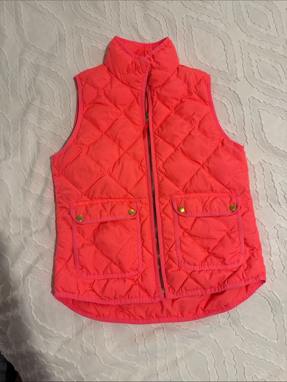 J. Crew Quilted Coral Pink Puffer Vest